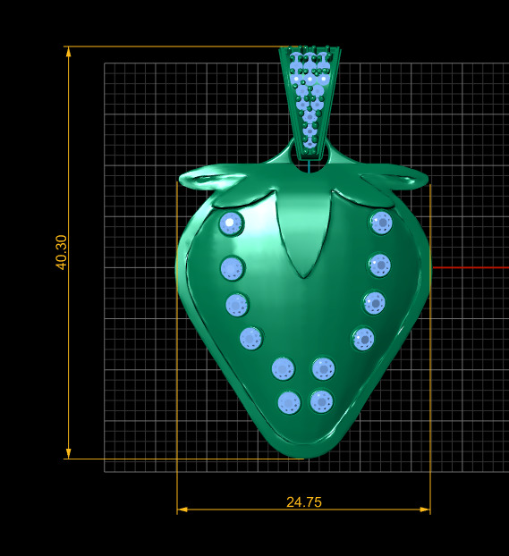 strawberry gold pendant 3D printable model       3D print model_5