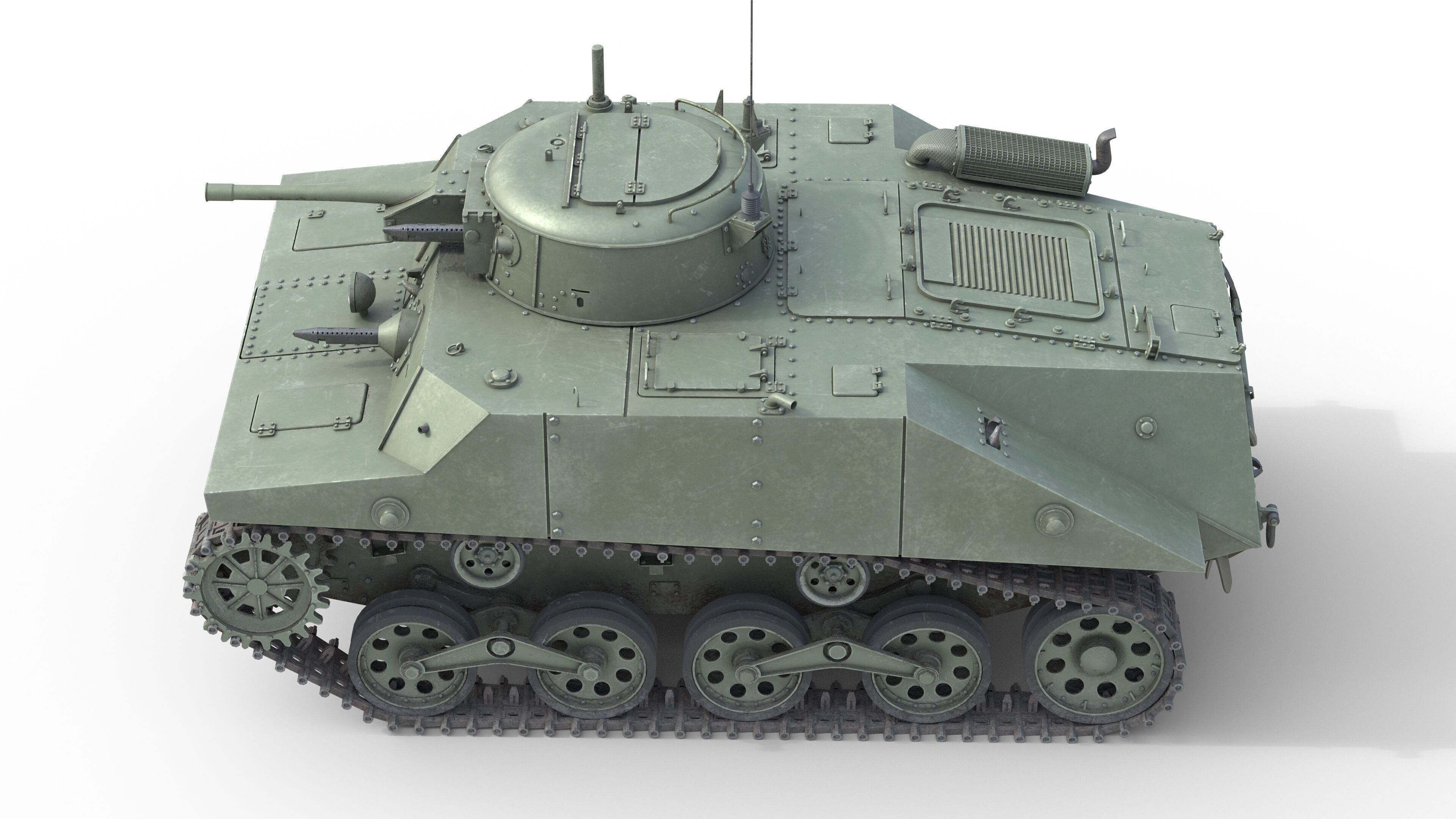 Type 2 Ka Mi Tank Low-poly 3D model_3