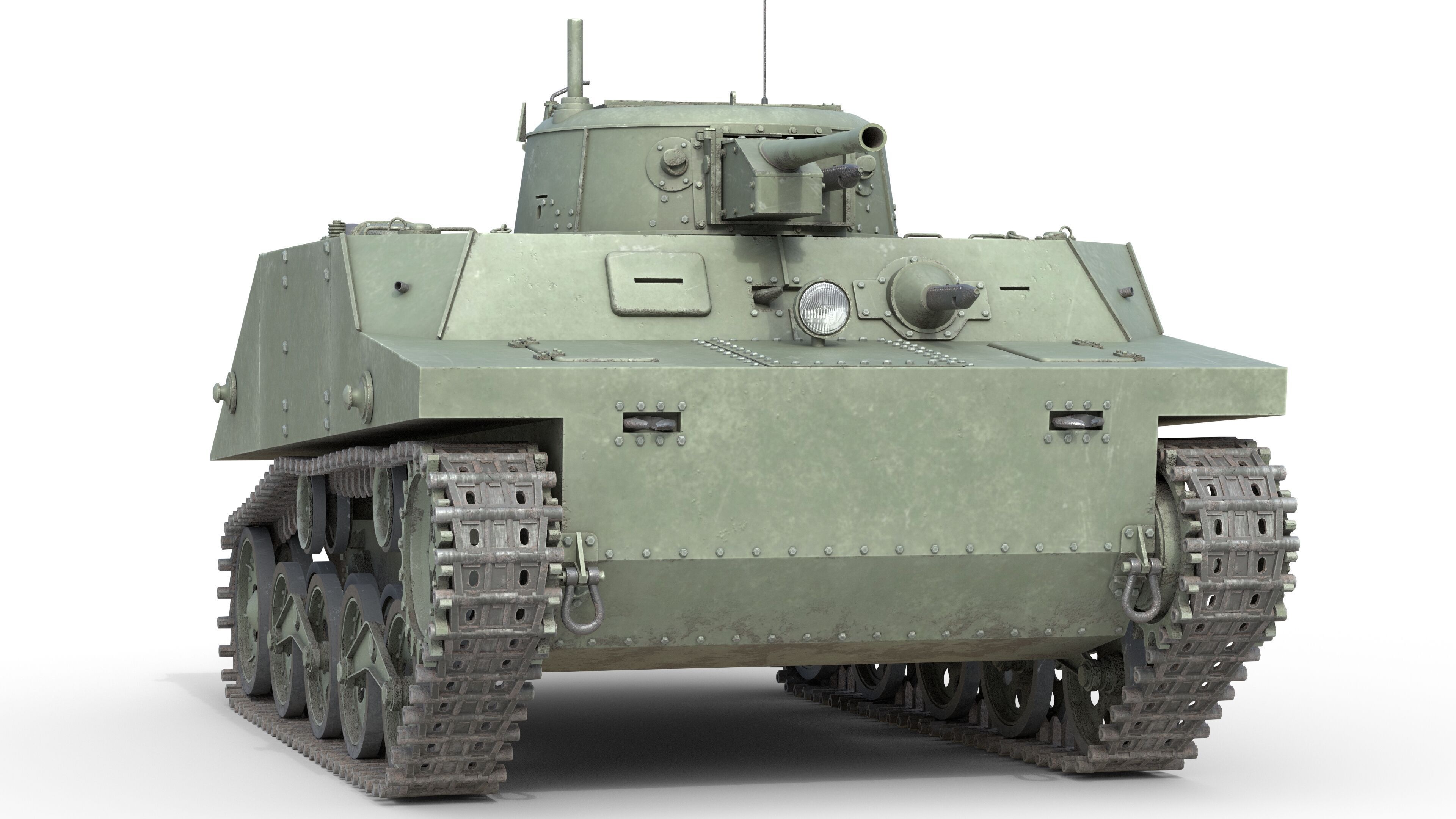 Type 2 Ka Mi Tank Low-poly 3D model_2