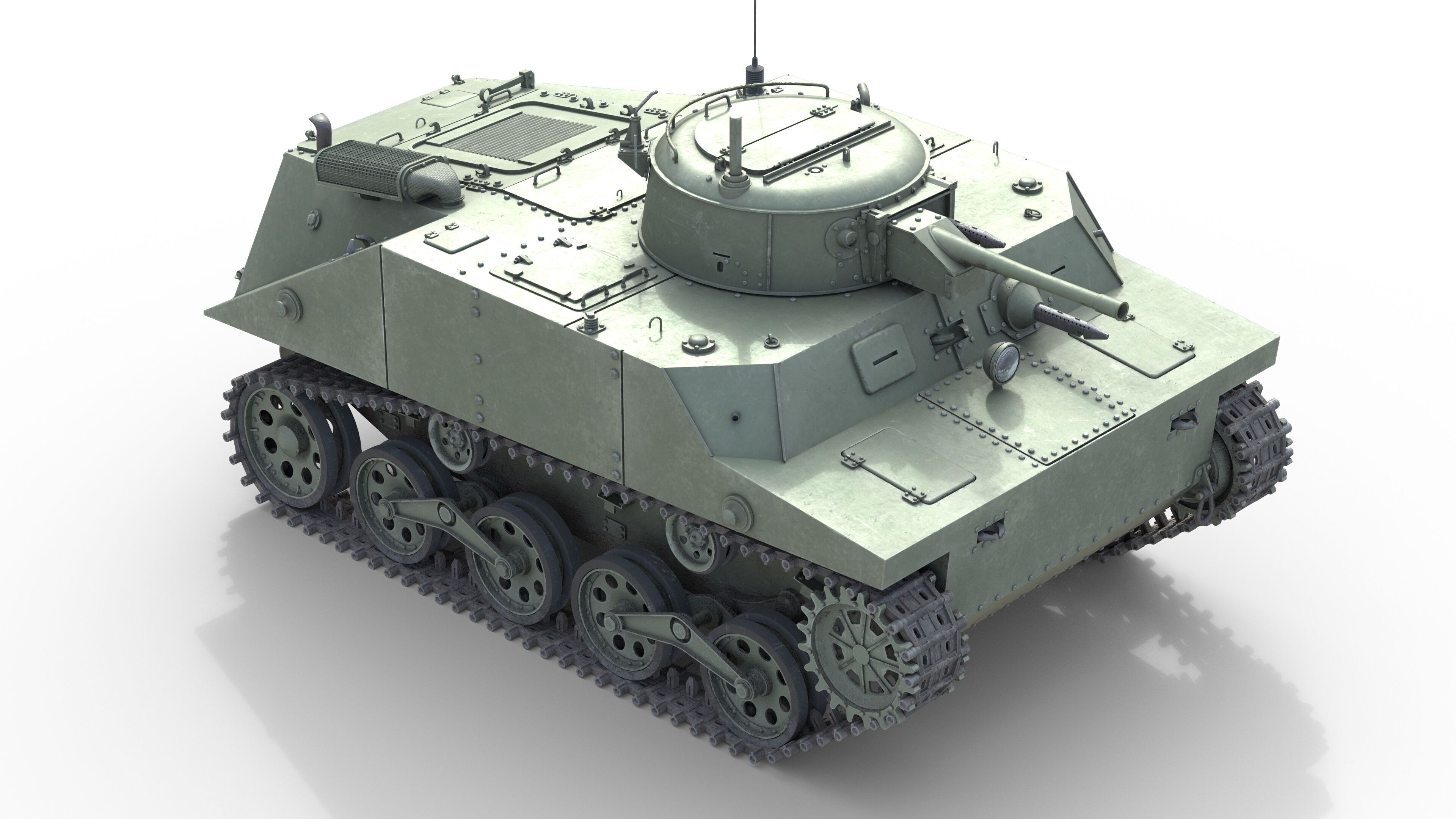 Type 2 Ka Mi Tank Low-poly 3D model_8