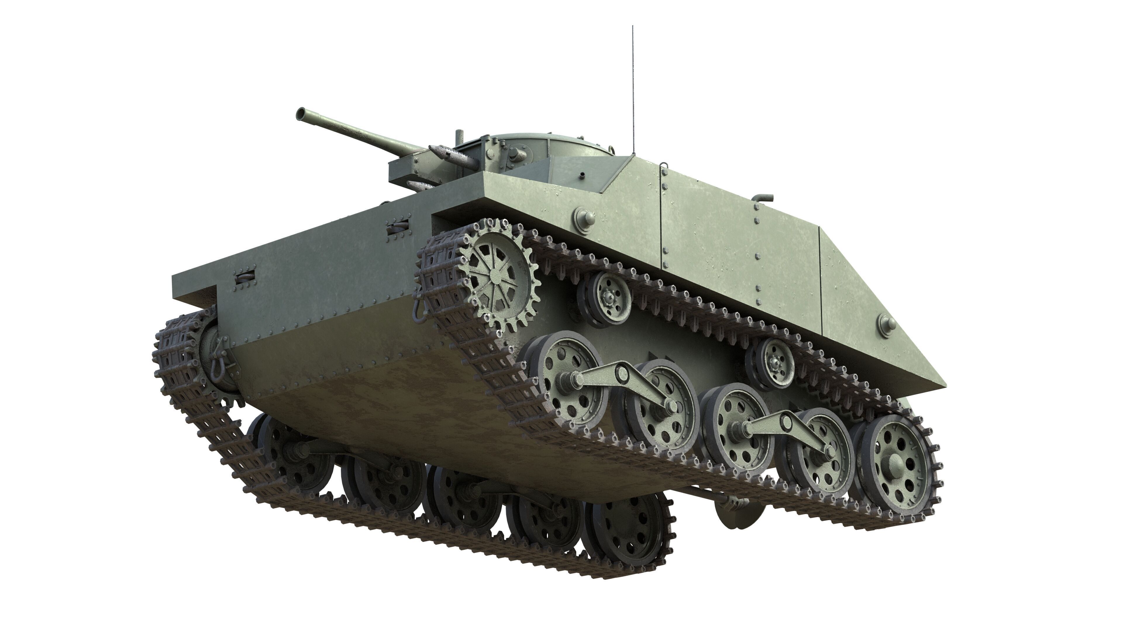 Type 2 Ka Mi Tank Low-poly 3D model_7