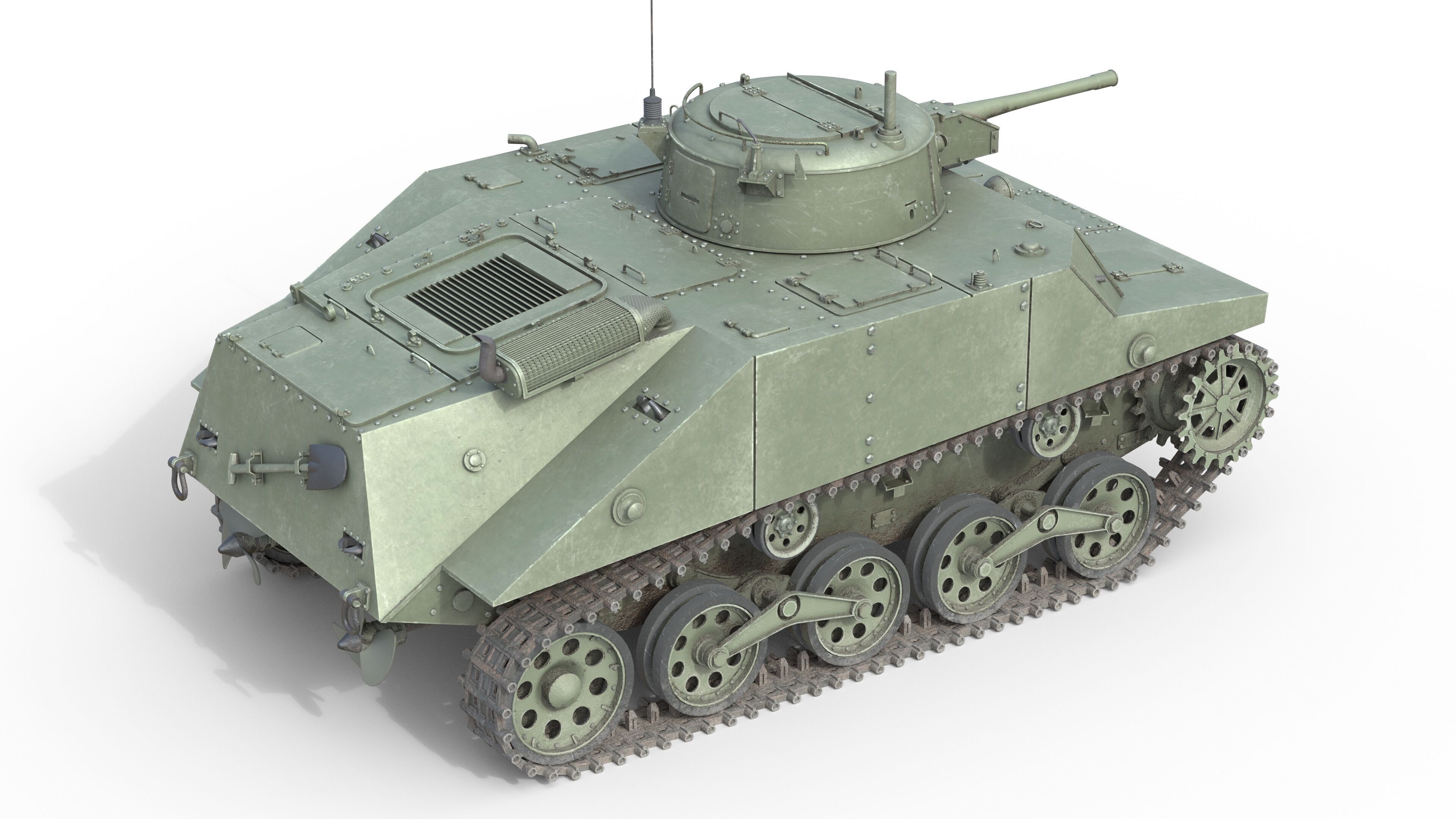 Type 2 Ka Mi Tank Low-poly 3D model_1