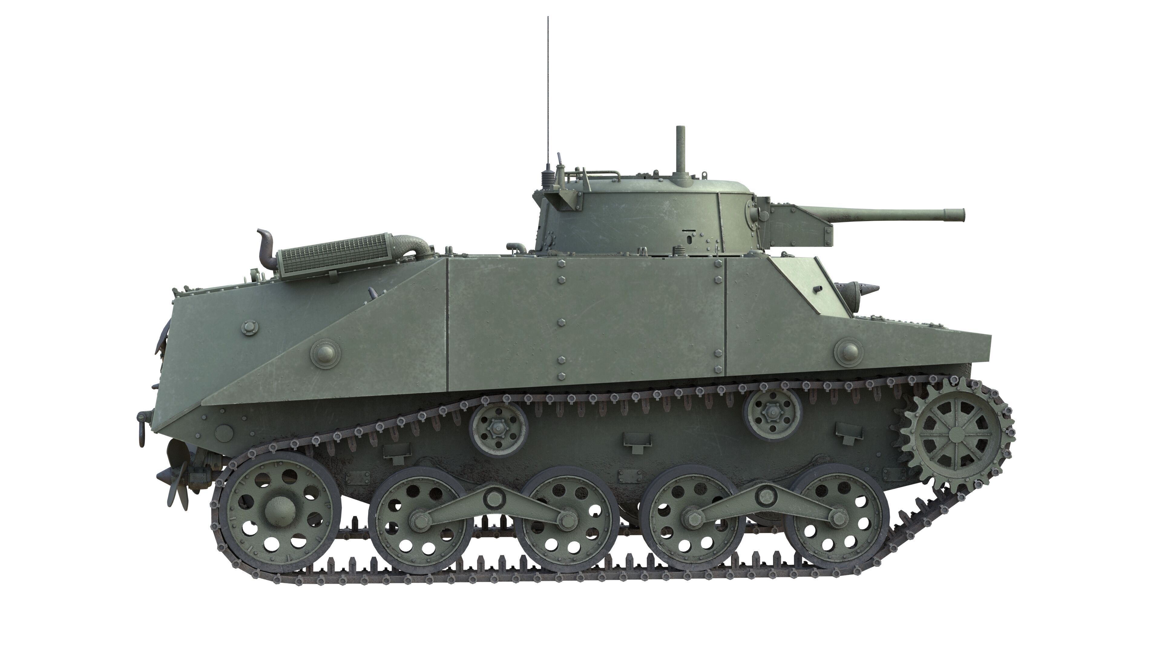 Type 2 Ka Mi Tank Low-poly 3D model_4