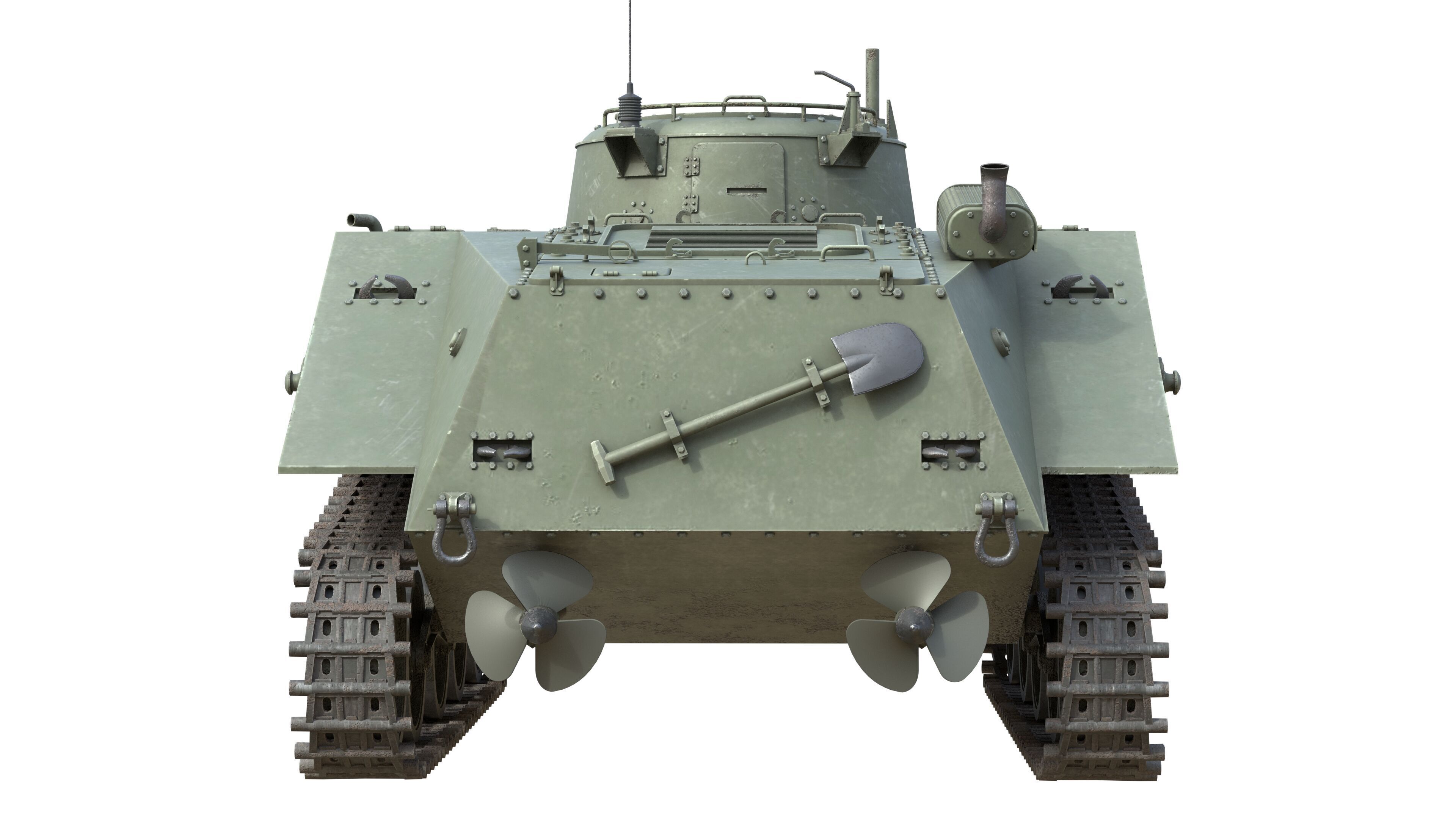 Type 2 Ka Mi Tank Low-poly 3D model_6
