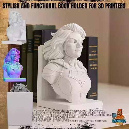 Superhero Woman Bust Bookend  3D Printable