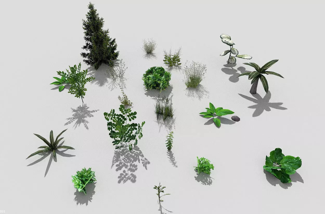 low poly foliage pack Low-poly 3D model_0