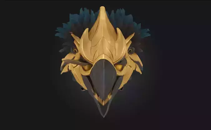 Golden Avian Mask Ornate Bird-Inspired Mask Model