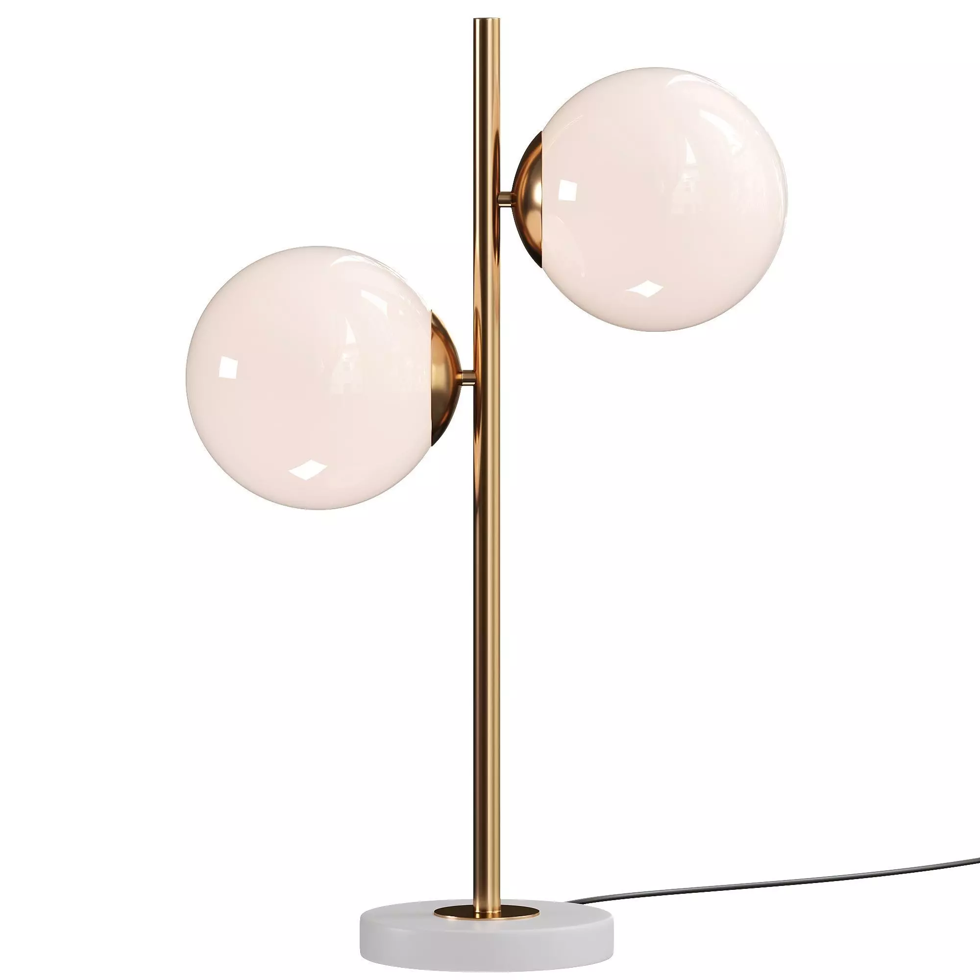 Modern Marble Base 2-Light White Glass Table Lamp 3D model