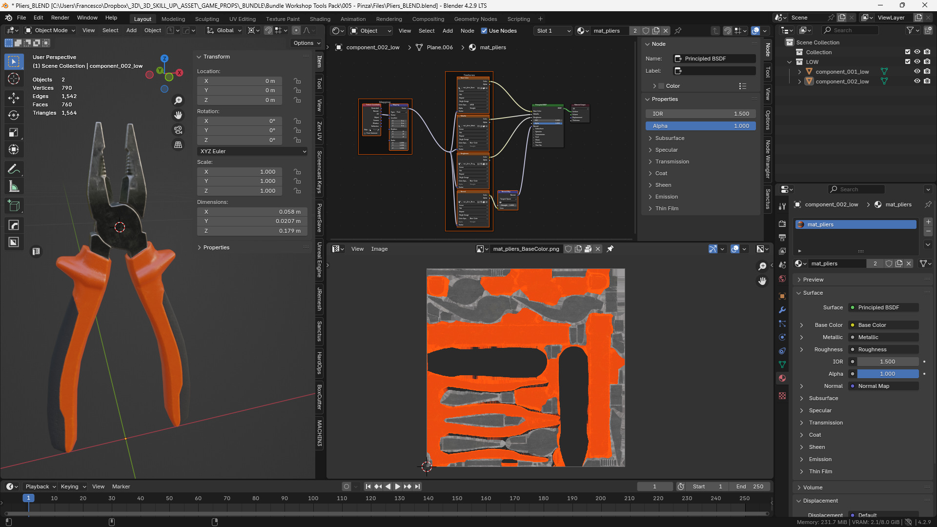 Pliers 3D Model - Game Ready Low-poly 3D model_2