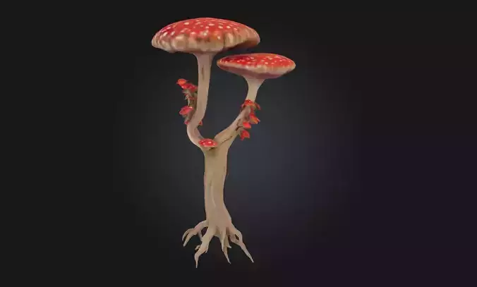 Enchanted Fungi Tree Magical Tree Model with Mushrooms