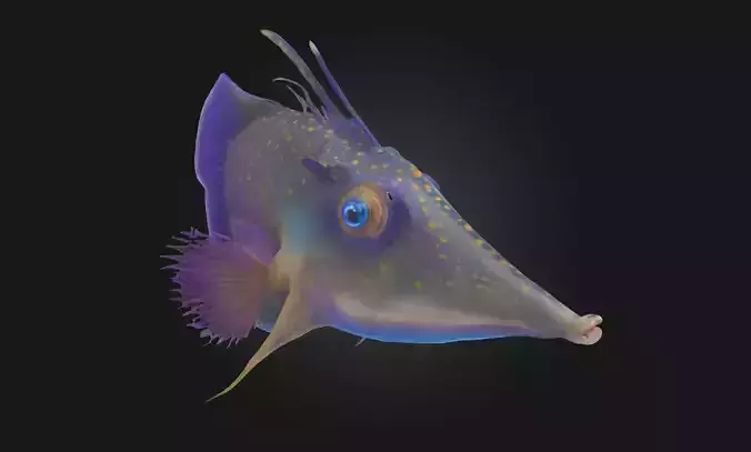 Exotic Blue Bladefish Stylized Aquatic Creature Model 