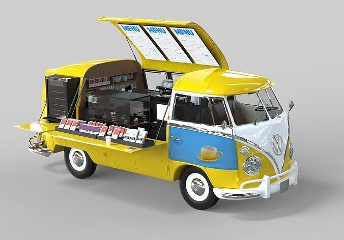 Vintage Volkswagen Samba Mobile Coffee Shop 3D model