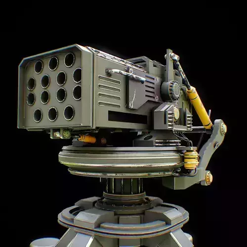 Olive Green Painted Metal Turret Rocket Launcher