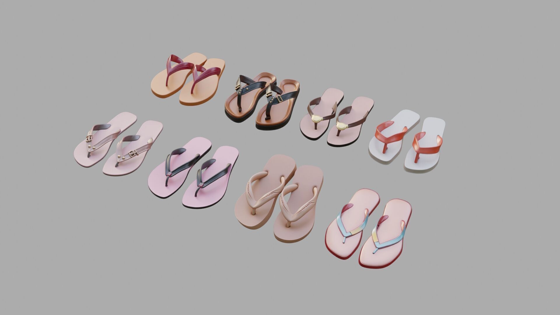 Flip-Flops Collection Low-poly 3D model_3