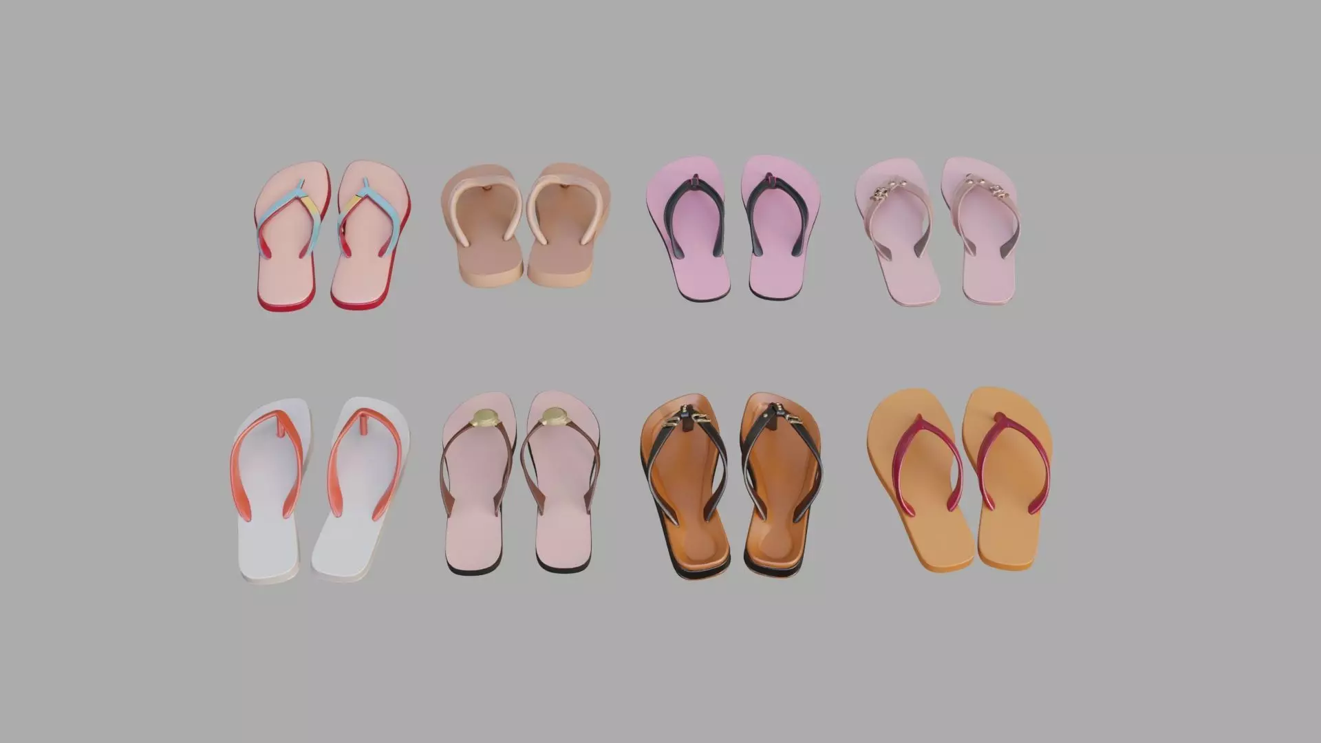 Flip-Flops Collection Low-poly 3D model_0