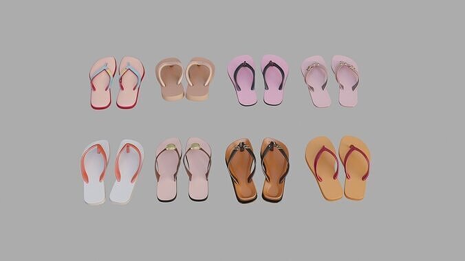 Flip-Flops Collection Low-poly 3D model