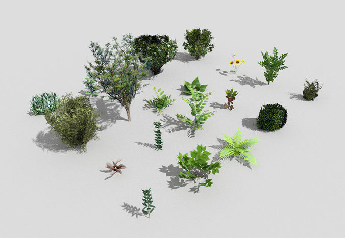 low poly foliage pack Low-poly 3D model