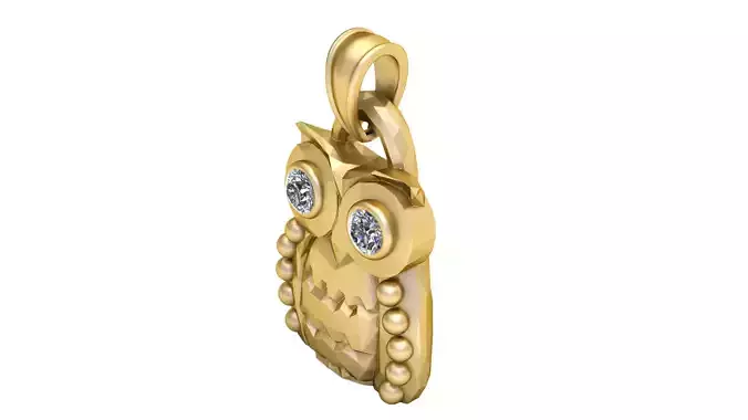  gold owl necklace 3D printable model      