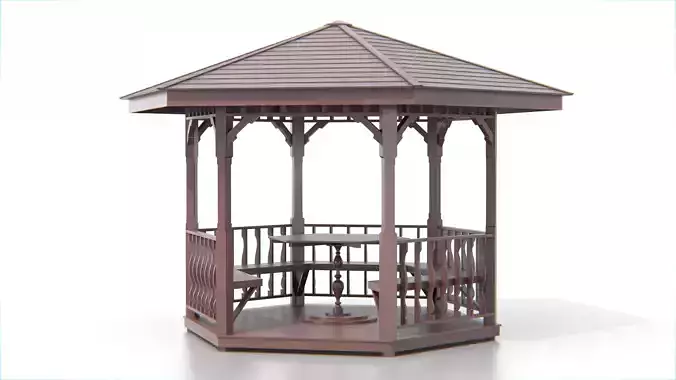 Thai Style Hexagonal Wooden Pergola Gazebo