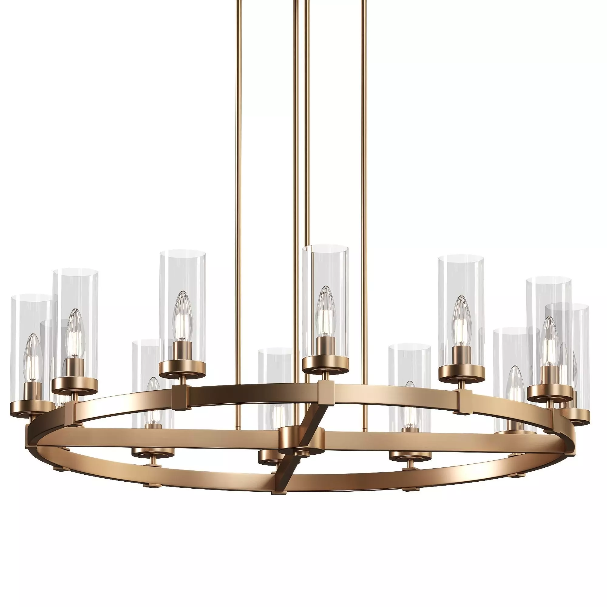 Stiffel Aron 36 Wide Brass 12-Light Wagon Wheel Chandelie 3D model