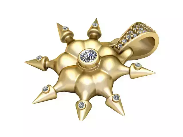 gold diamond pendant 3D printable model      