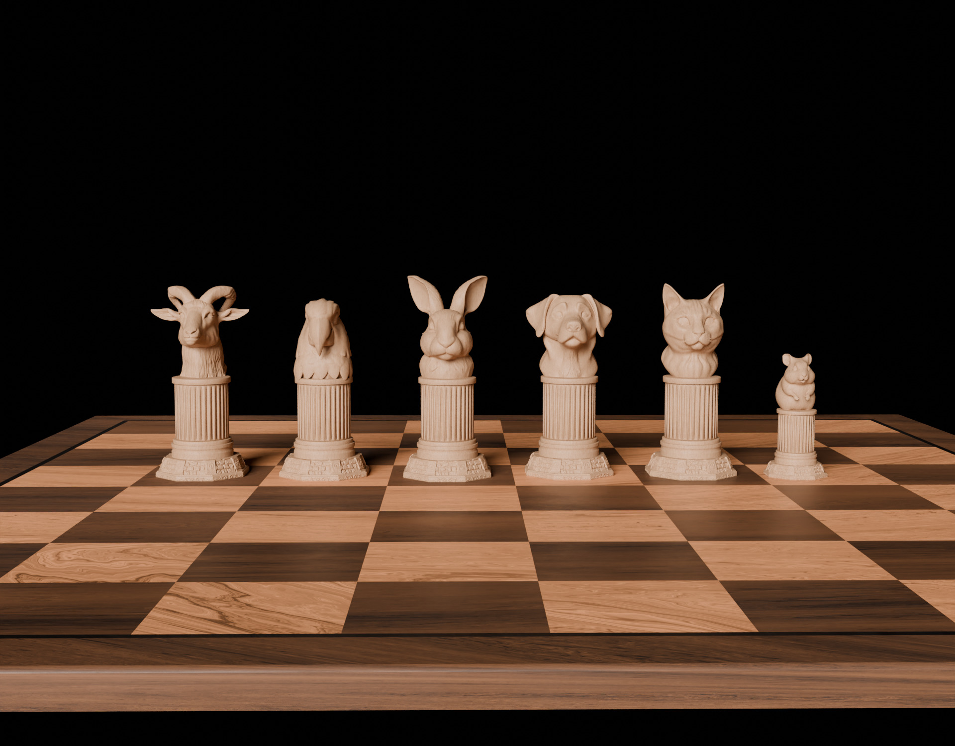 Pet Themed 3D Printable Chess Set Unique Animal Chess Pieces 3D print model_35