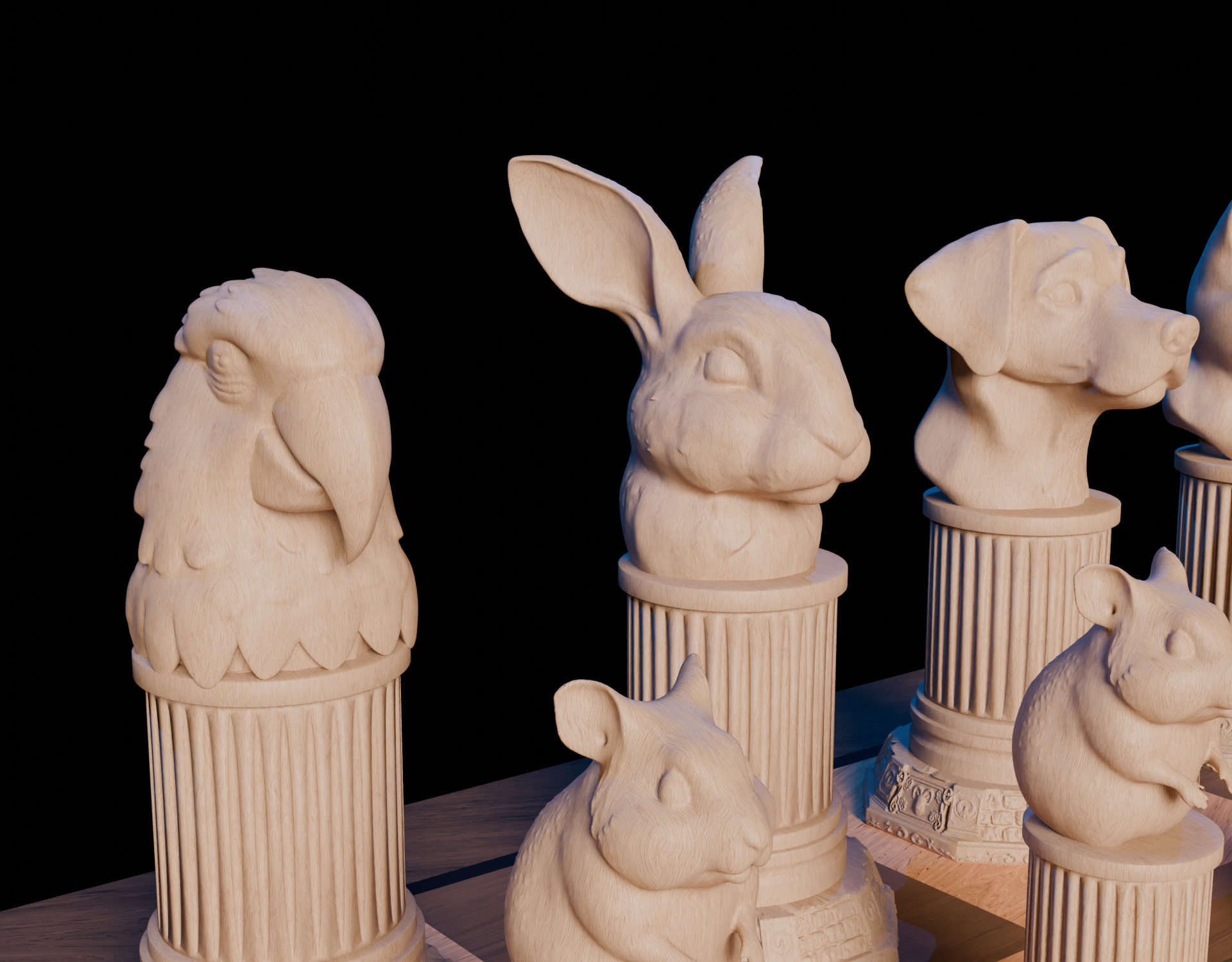 Pet Themed 3D Printable Chess Set Unique Animal Chess Pieces 3D print model_2