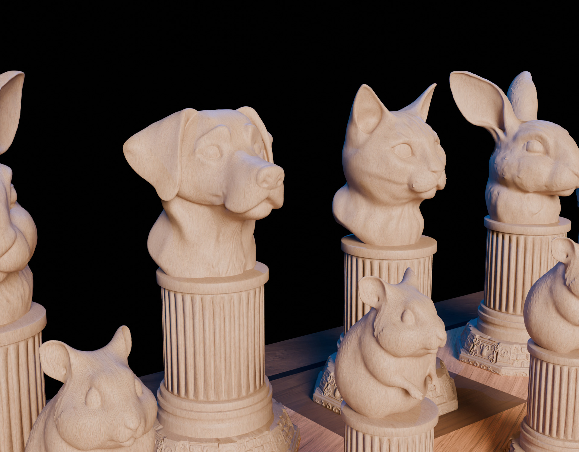 Pet Themed 3D Printable Chess Set Unique Animal Chess Pieces 3D print model_1