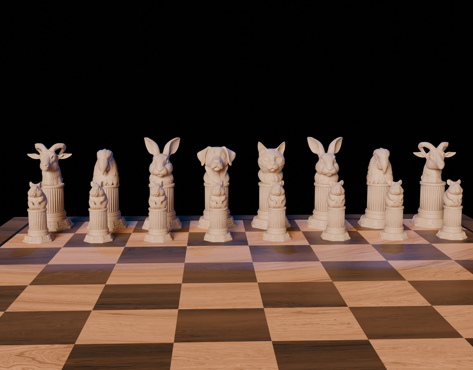 Pet Themed 3D Printable Chess Set Unique Animal Chess Pieces 3D print model_6