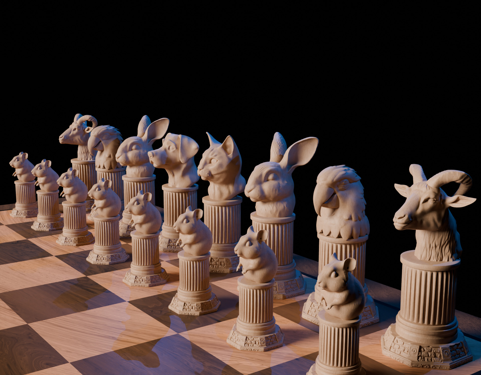 Pet Themed 3D Printable Chess Set Unique Animal Chess Pieces 3D print model_20