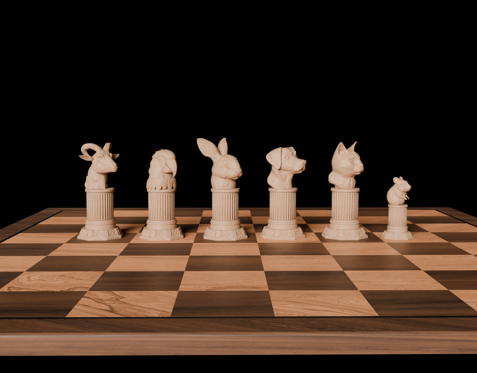 Pet Themed 3D Printable Chess Set Unique Animal Chess Pieces 3D print model_38