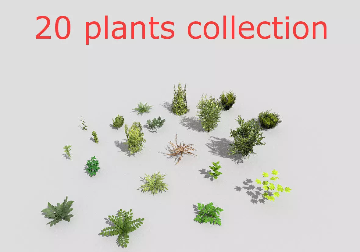 low poly foliage pack Low-poly 3D model