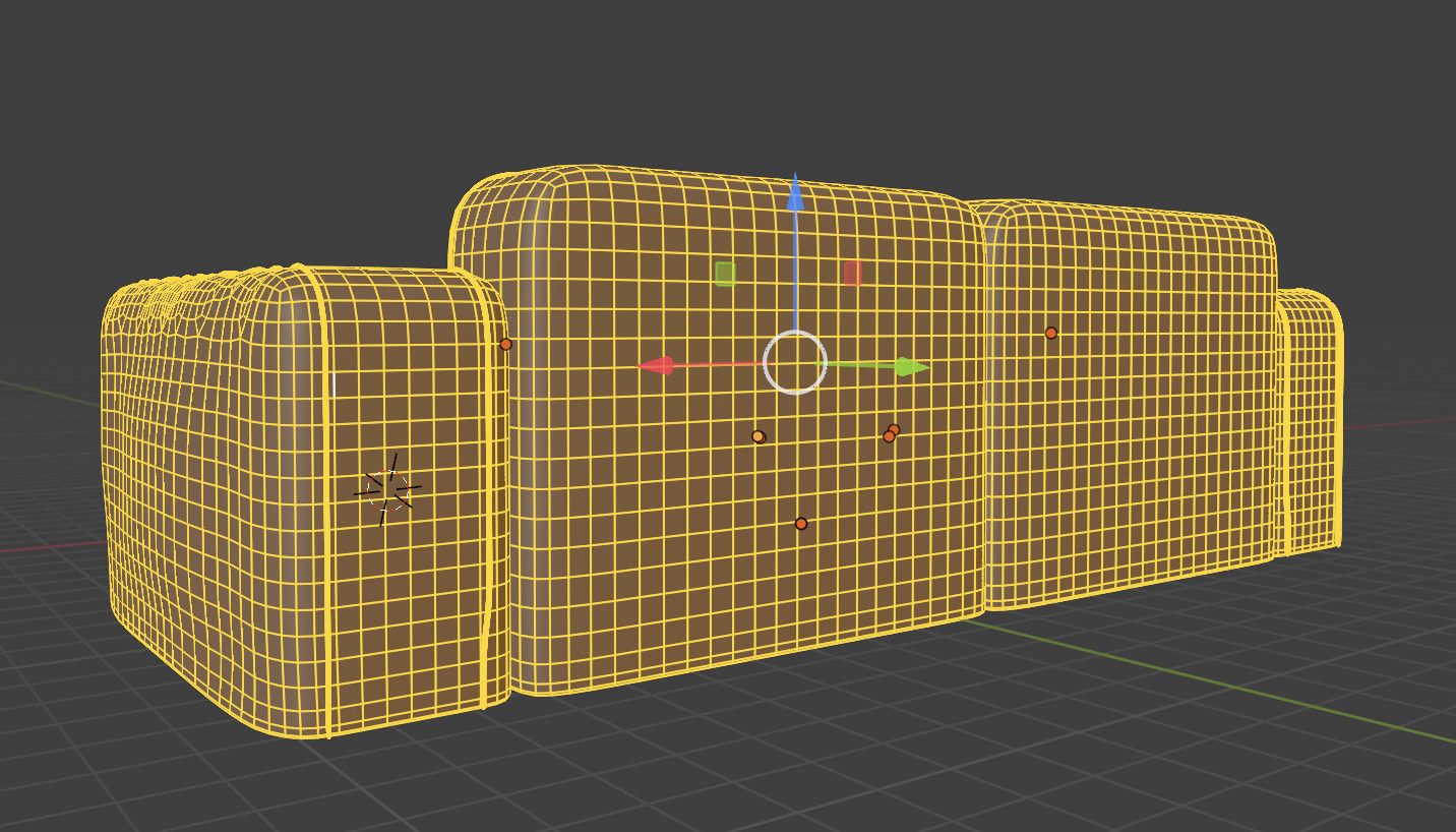 Fluffy sofa Low-poly 3D model_5