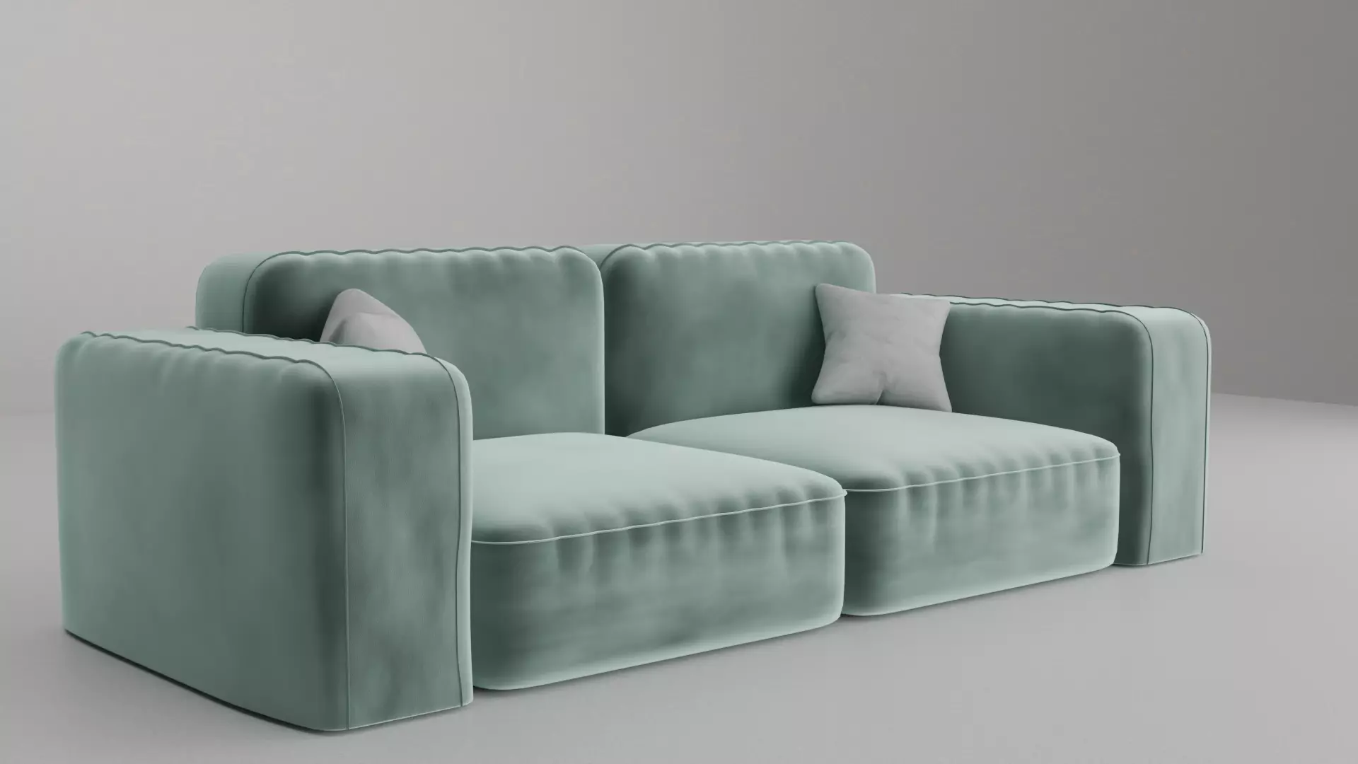 Fluffy sofa Low-poly 3D model_0