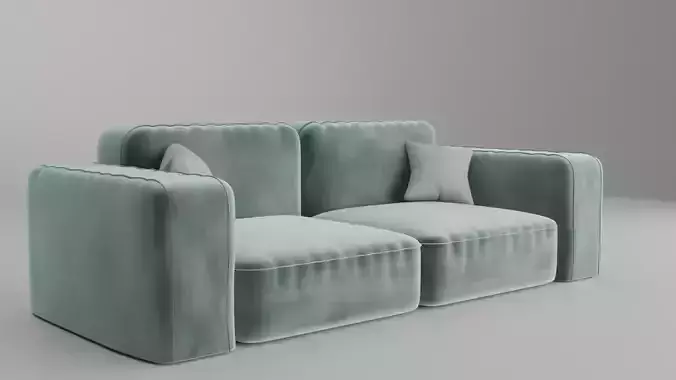 Fluffy sofa Low-poly 3D model