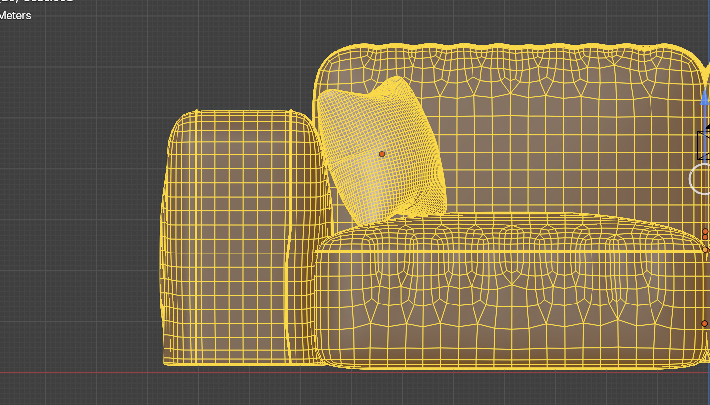 Fluffy sofa Low-poly 3D model_7