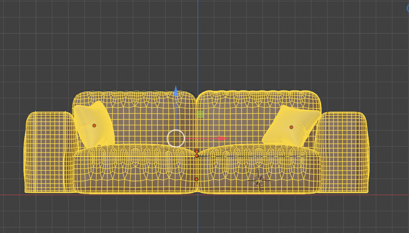 Fluffy sofa Low-poly 3D model_4