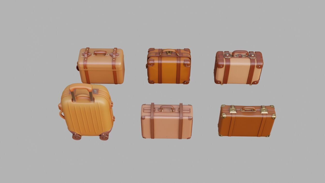 Suitcase Collection Low-poly 3D model_4