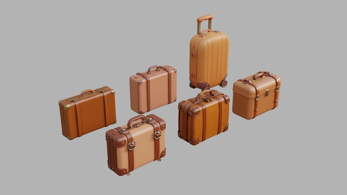 Suitcase Collection Low-poly 3D model_6
