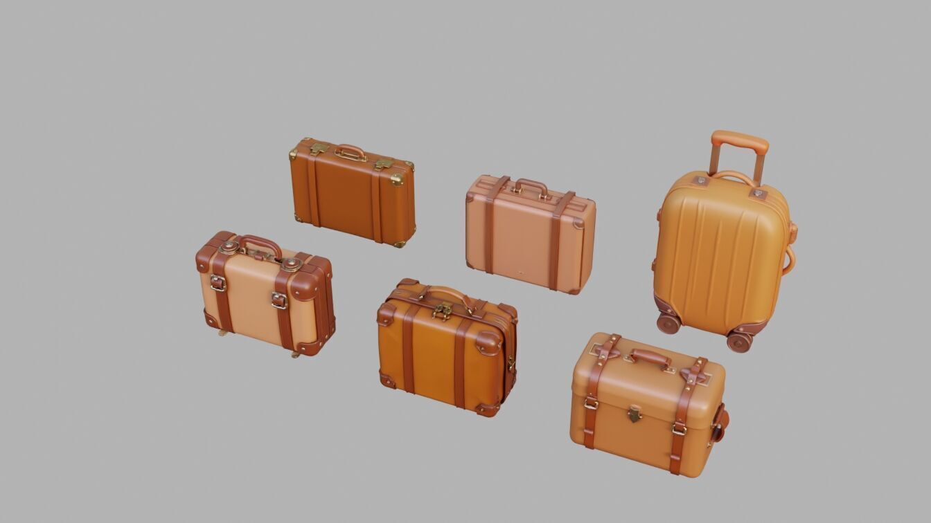 Suitcase Collection Low-poly 3D model_2