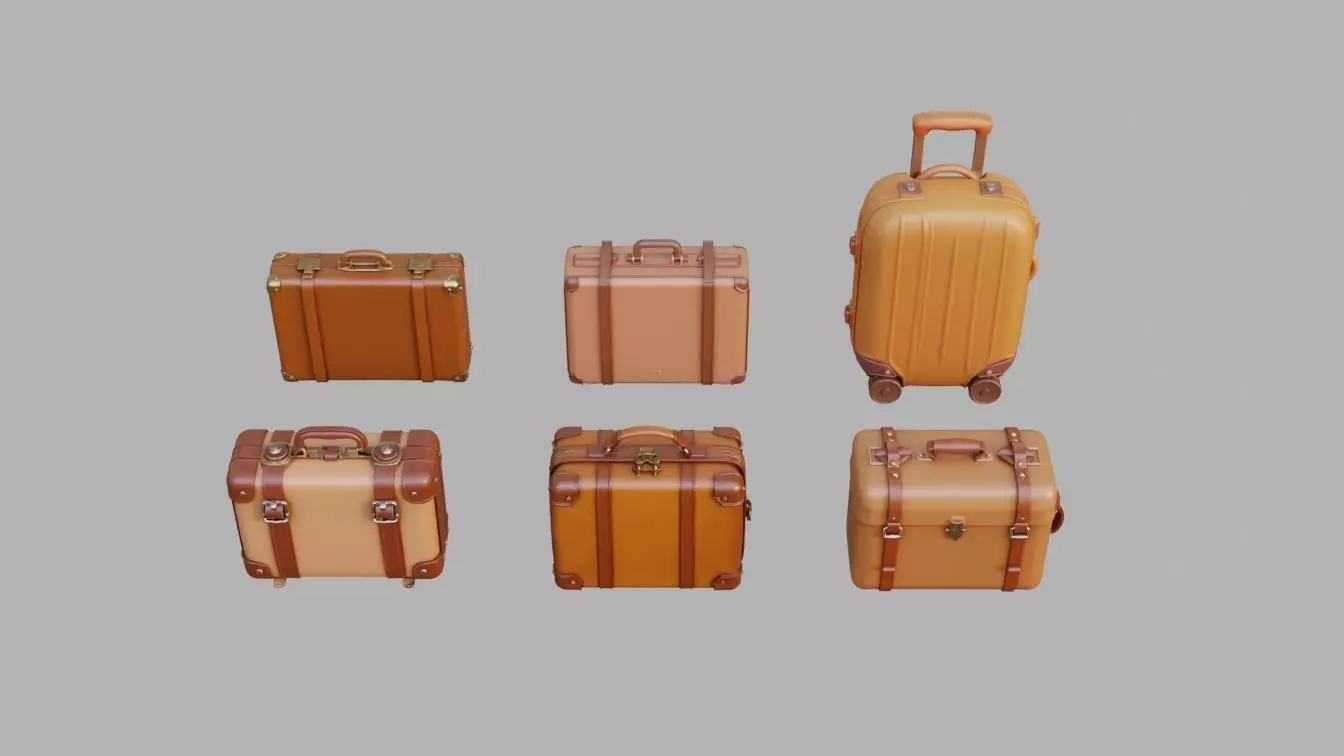 Suitcase Collection Low-poly 3D model_0