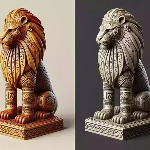 1031Laughing Lion with Majestic Mane Full Color Totem