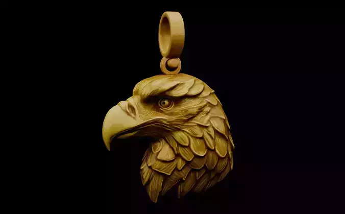 Eagle Head Pendant 3D Model High Detail for Jewelry