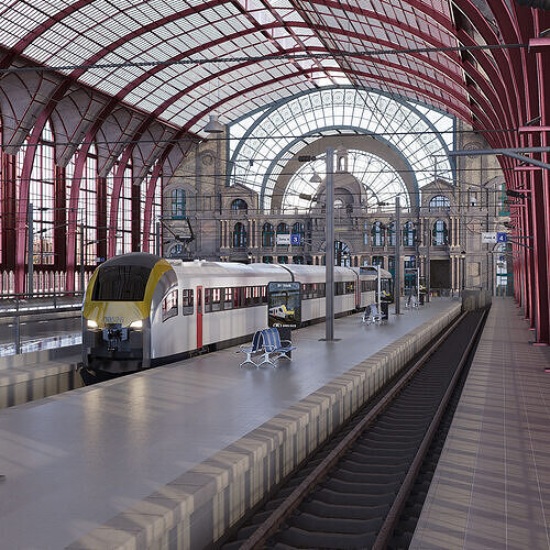 Antwerp Central Station Low-poly 3D model