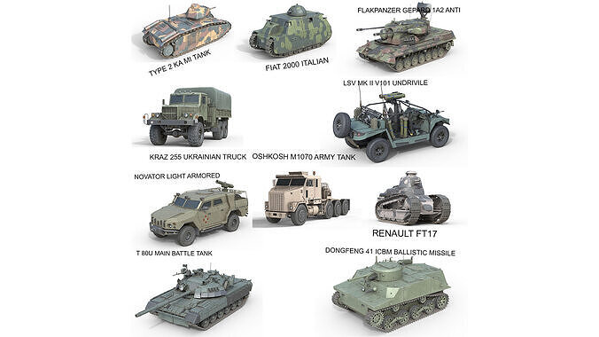 10 Military Vehicles Collection v11 Low-poly 3D model