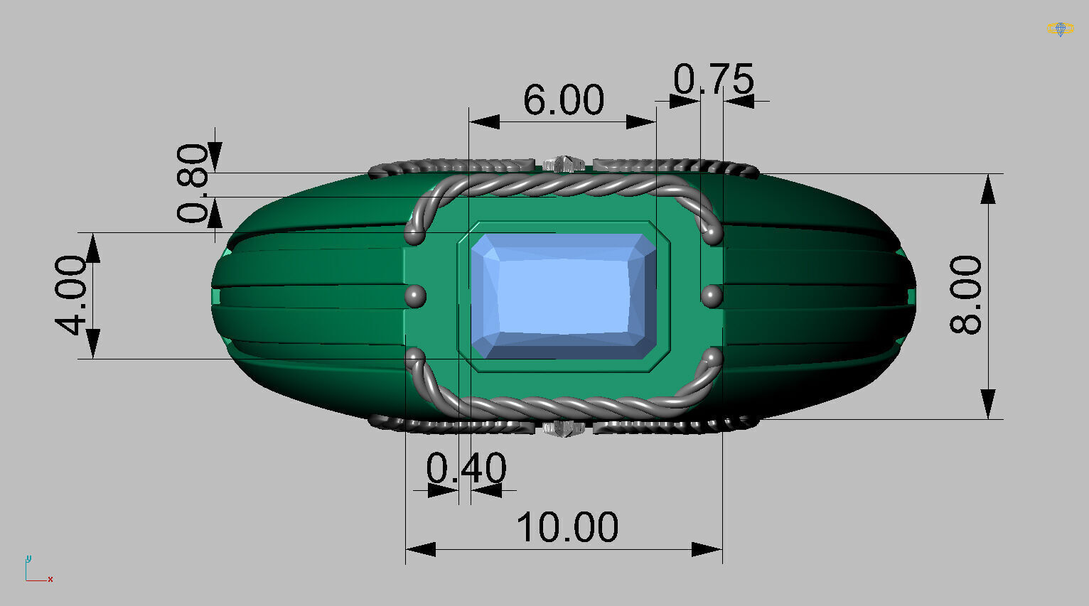 Octagonal Gemstone Ring 3D print model_11