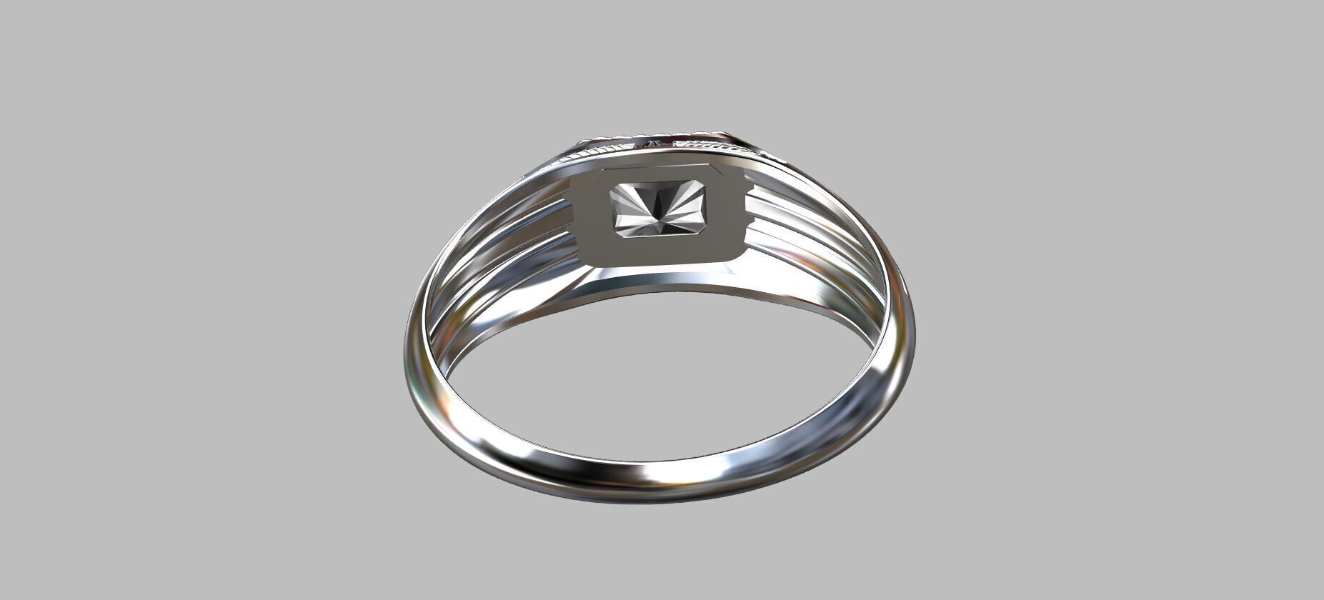 Octagonal Gemstone Ring 3D print model_5