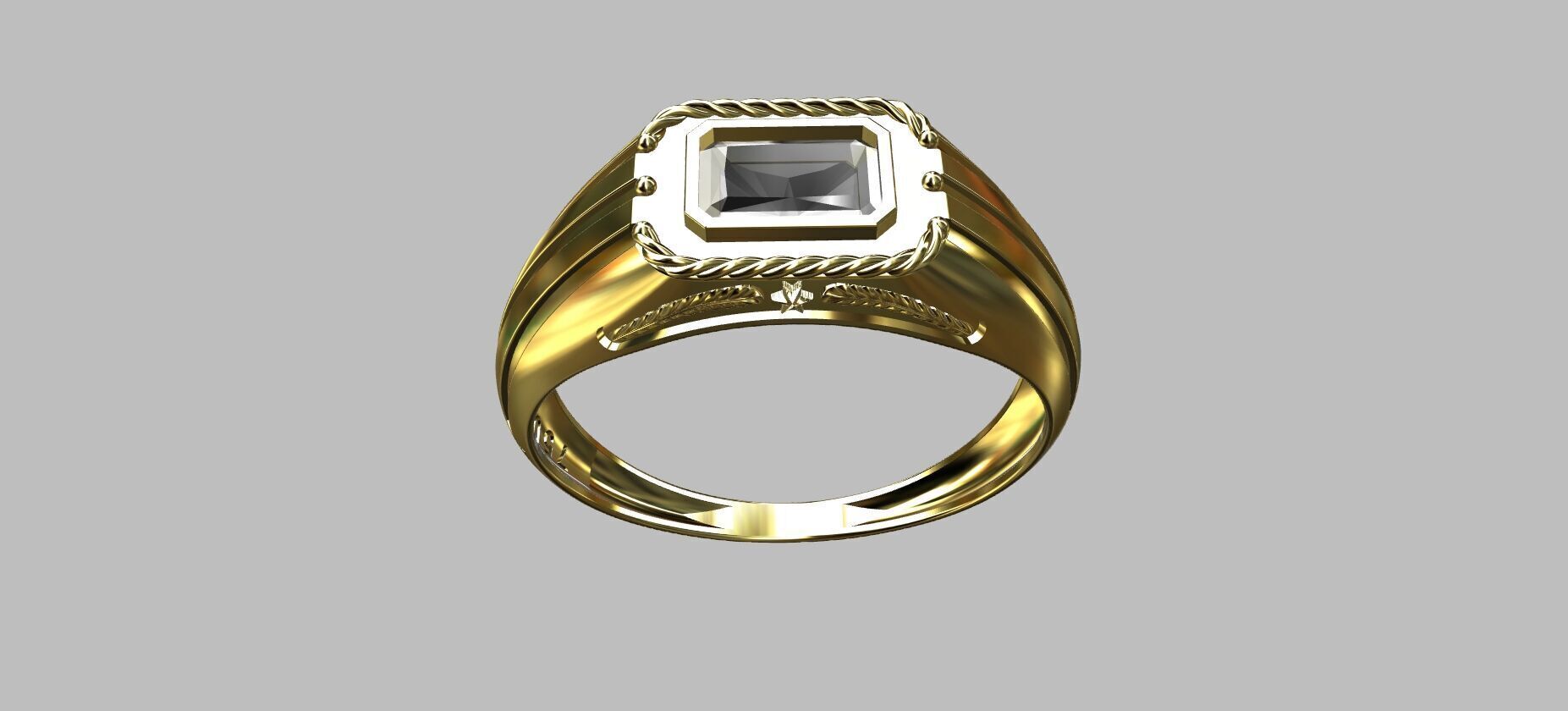 Octagonal Gemstone Ring 3D print model_3