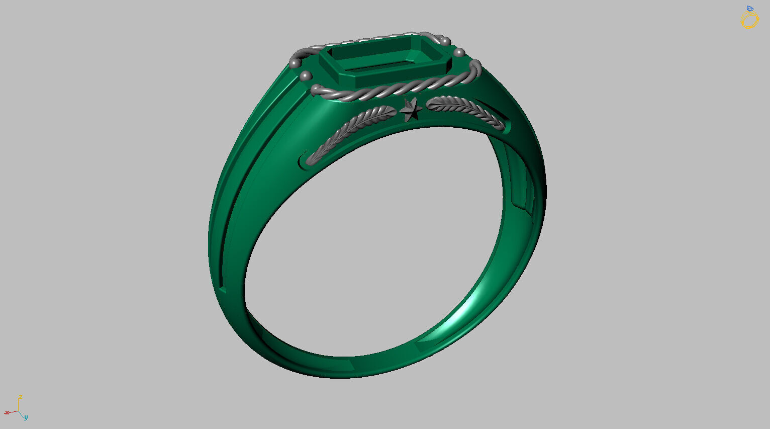Octagonal Gemstone Ring 3D print model_13