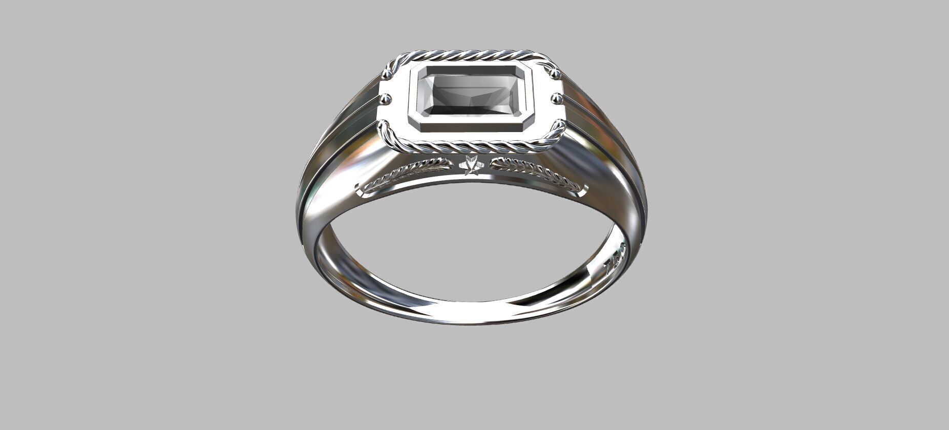 Octagonal Gemstone Ring 3D print model_6